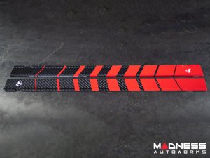 FIAT 500 Door Sills - Carbon Fiber - Red Racing Stripe w/ White Scorpion